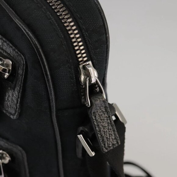 GUCCI GG Canvas Shoulder Bag Black Silver - Picture 9 of 15